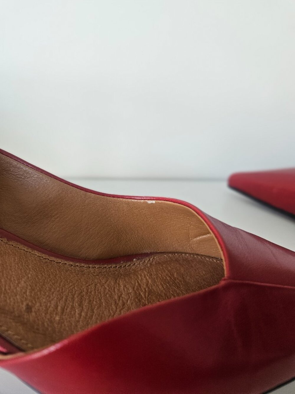 Franco Sarto Red Leather Pointed Toe Block Heel Pumps, Size 7.5 - Picture 10 of 12
